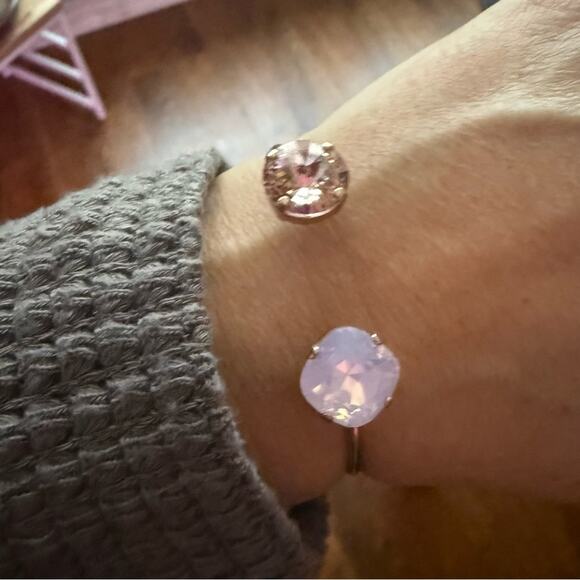 Sabika LIKE Pink Crystal Rose Gold Tone Cuff Bracelet NEW - Picture 2 of 6